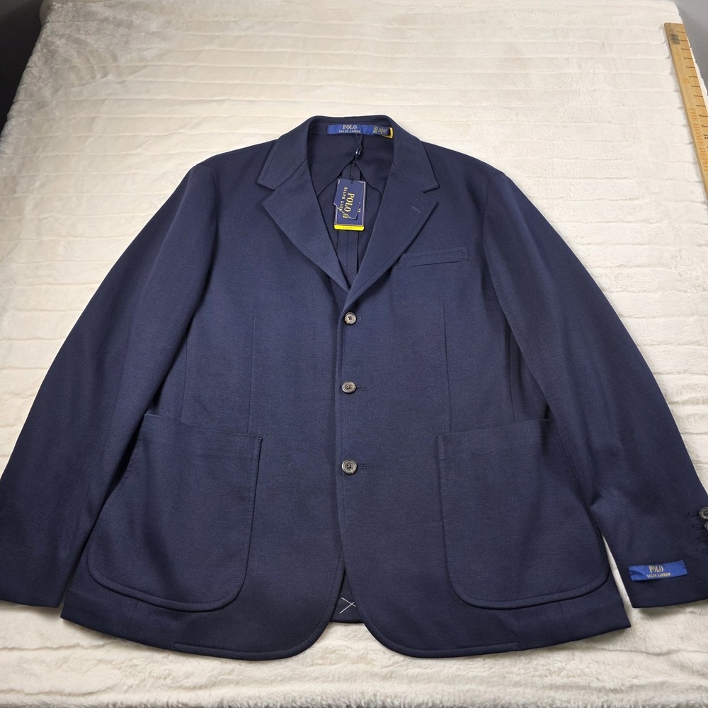 Polo Ralph Lauren Double Knit Jersey Blazer Mens Large Aviator Navy